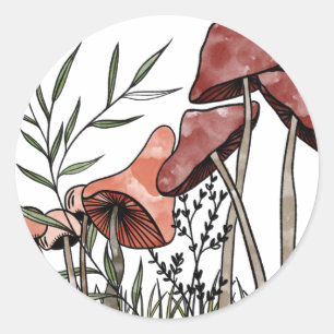 Mushroom Field  Classic Round Sticker