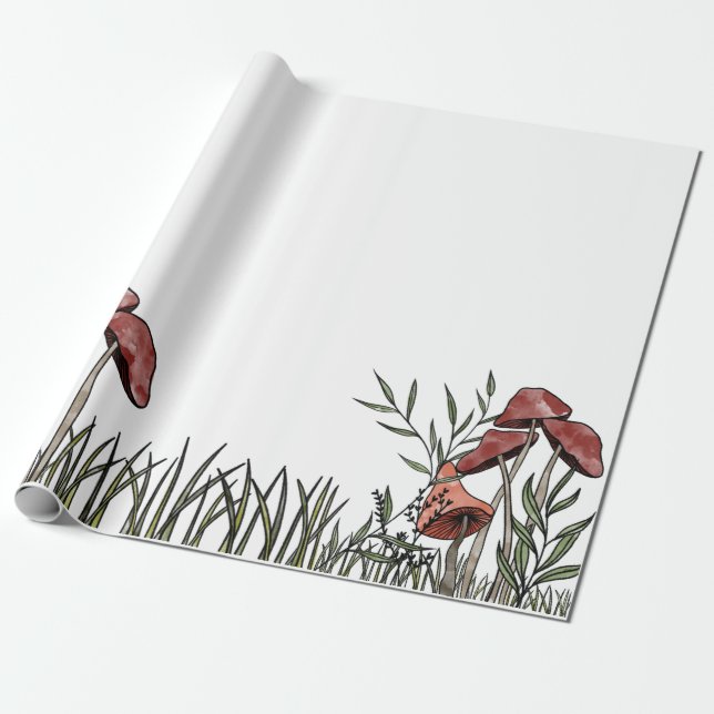 Mushroom Field Wrapping Paper (Unrolled)