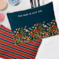 Mushroom Floral Dragonfly Custom Cosmetic Bag