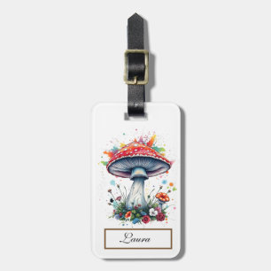 Mushroom Flowers Woodland Colourful Splash  Luggage Tag