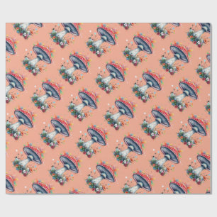 Mushroom Flowers Woodland Colourful Splash  Wrapping Paper