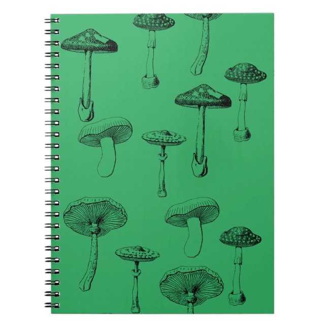 Mushroom Foraging Drawings Pattern  Notebook (Front)