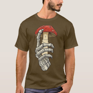 Mushroom Foraging Hunting Dark Cottagecore Skeleto T-Shirt