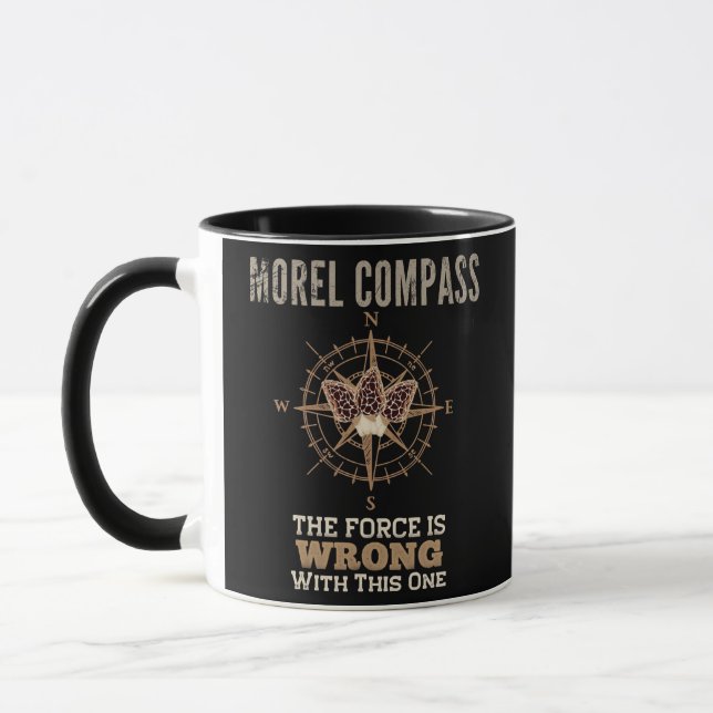 Mushroom Foraging Wrong Morel Compass Funny Mug (Left)