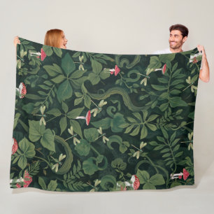 Mushroom Forest Blanket Dark Green Botanical