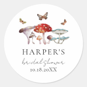 Mushroom Forest Bridal Shower Favour Classic Round Sticker