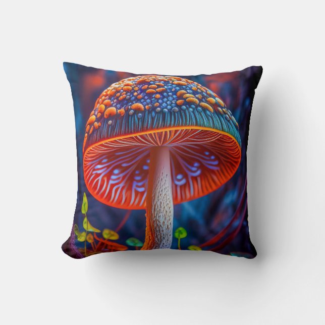 Mushroom Forest Calm Tranquil Nature Peaceful Zen Cushion (Front)