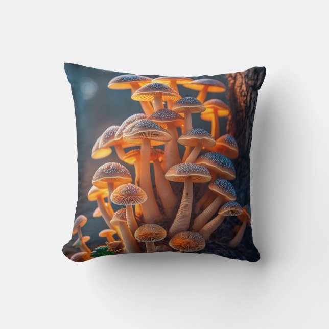 Mushroom Forest Calm Tranquil Nature Peaceful Zen Cushion (Front)