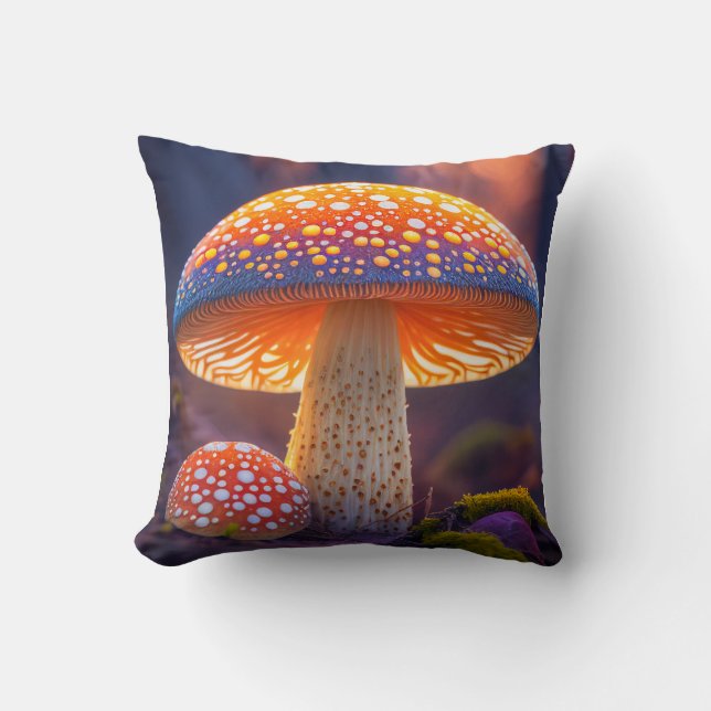 Mushroom Forest Calm Tranquil Nature Peaceful Zen Cushion (Front)