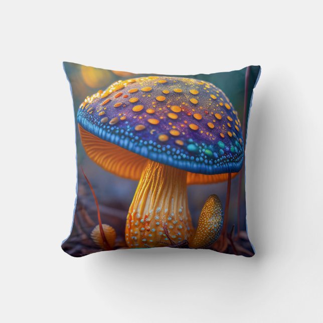 Mushroom Forest Calm Tranquil Nature Peaceful Zen Cushion (Front)