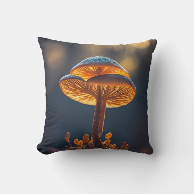 Mushroom Forest Calm Tranquil Nature Peaceful Zen Cushion (Front)