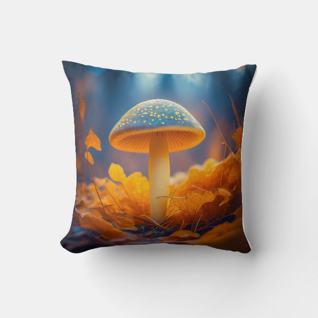 Mushroom Forest Calm Tranquil Nature Peaceful Zen Cushion (Front)