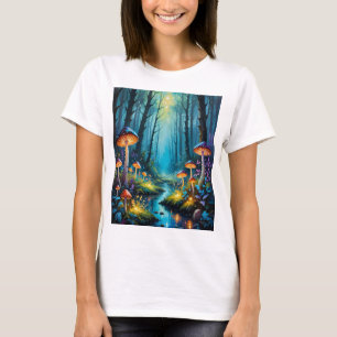 Mushroom Forest Enchanted Glowing Fantasy Art Tee