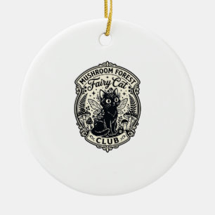 Mushroom Forest Fairy Cat Funny Cat Graphic - Mush Ceramic Tree Decoration