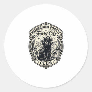 Mushroom Forest Fairy Cat Funny Cat Graphic - Mush Classic Round Sticker