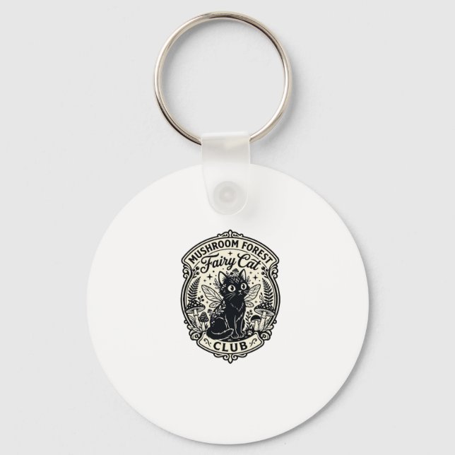 Mushroom Forest Fairy Cat Funny Cat Graphic - Mush Key Ring (Front)