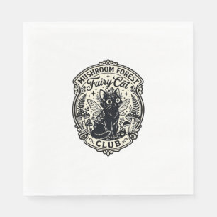 Mushroom Forest Fairy Cat Funny Cat Graphic - Mush Napkin