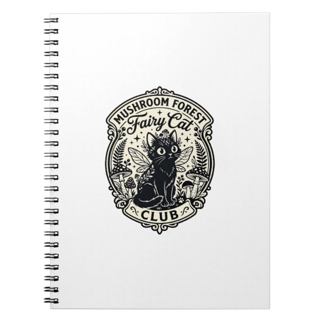 Mushroom Forest Fairy Cat Funny Cat Graphic - Mush Notebook (Front)