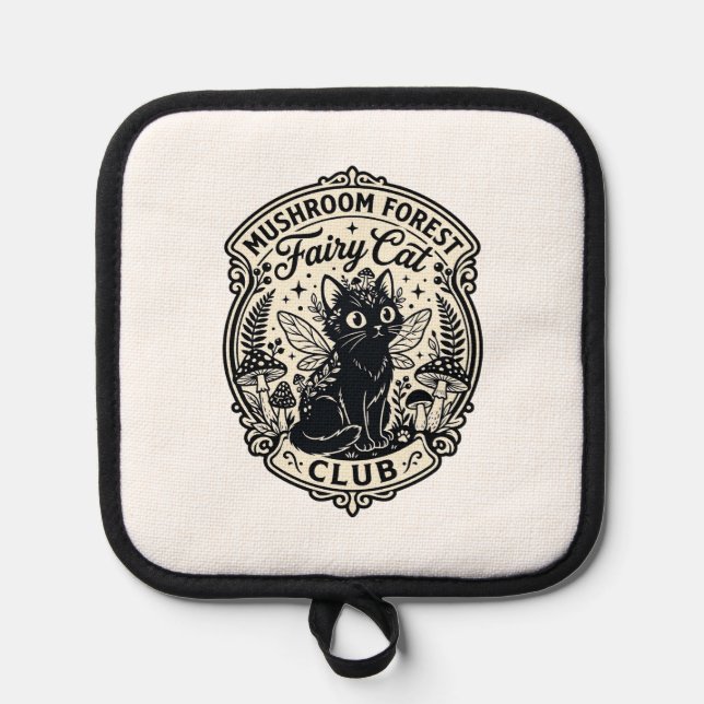 Mushroom Forest Fairy Cat Funny Cat Graphic - Mush Pot Holder (Front)