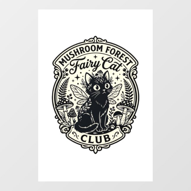 Mushroom Forest Fairy Cat Funny Cat Graphic - Mush Window Cling (Sheet)
