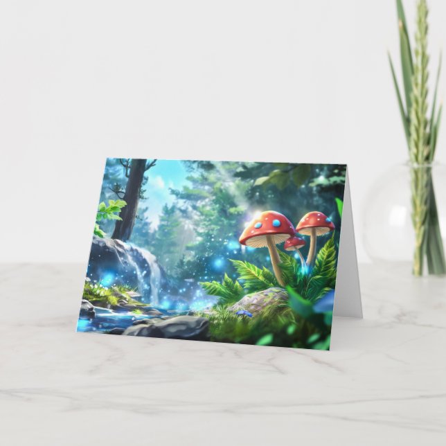 Mushroom Forest Fantasy Art Note Card (Front)