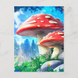 Mushroom Forest Fantasy Art Postcard