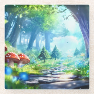 Mushroom Forest Glass Coaster