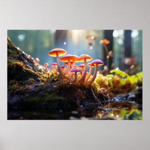 Mushroom Forest Nature Serene Tranquil Poster