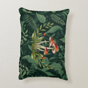 Mushroom Forest Sherpa Fleece Blanket   Botanical  Decorative Cushion