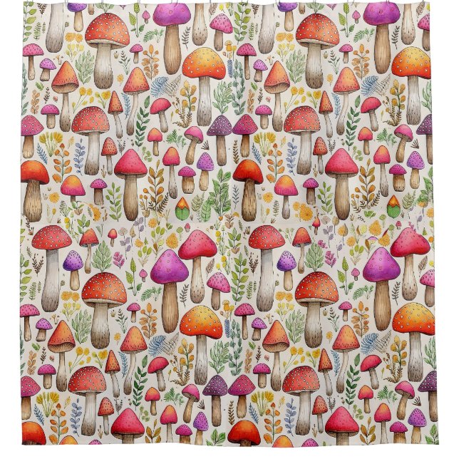 Mushroom Forest Shower Curtain (Front)