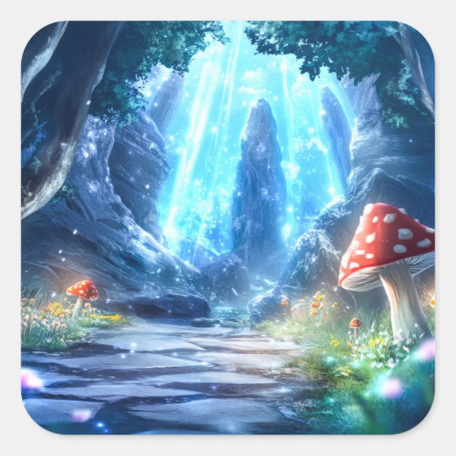 Mushroom Forest Square Sticker (Front)