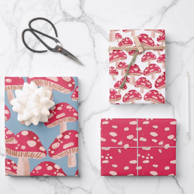 Mushroom Forest Wrapping Paper Set (Front)