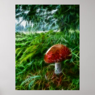 Mushroom Fractal Forest Poster