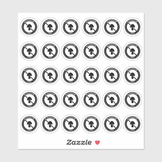 Mushroom Free Wedding Place Card Mini Food Allergy (Sheet)