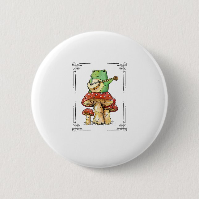 Mushroom Frog Goblincore Mycology Artistic Design 6 Cm Round Badge (Front)