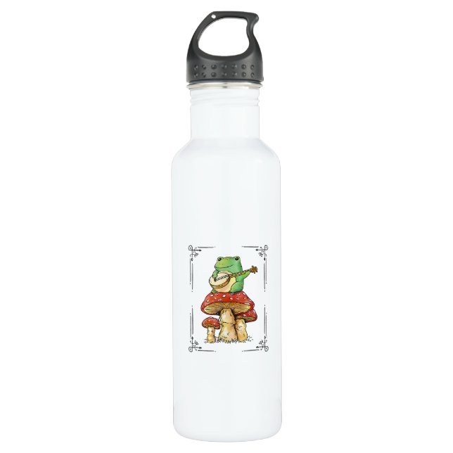 Mushroom Frog Goblincore Mycology Artistic Design 710 Ml Water Bottle (Front)