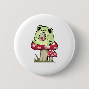 Mushroom Frog Goblincore Mycology Creative Style 6 Cm Round Badge