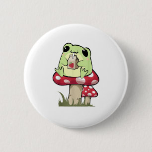 Mushroom Frog Goblincore Mycology Creative Style 6 Cm Round Badge