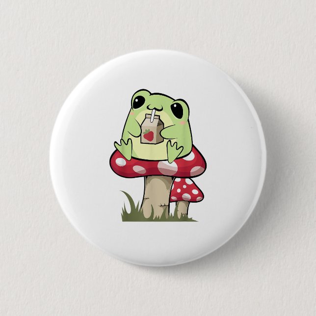 Mushroom Frog Goblincore Mycology Creative Style 6 Cm Round Badge (Front)