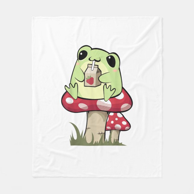 Mushroom Frog Goblincore Mycology Creative Style Fleece Blanket (Front)