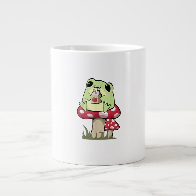 Mushroom Frog Goblincore Mycology Creative Style Large Coffee Mug (Front)