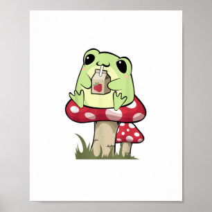 Mushroom Frog Goblincore Mycology Creative Style Poster