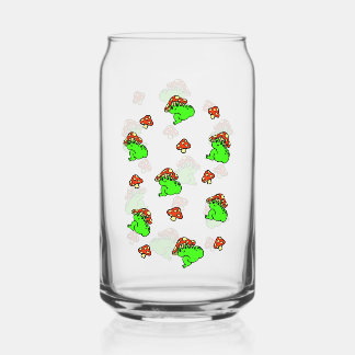 Mushroom Frog Pattern Can Glass