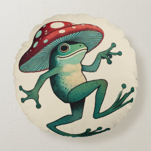 Mushroom Frog Round Cushion