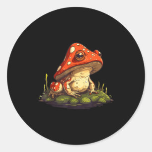 Mushroom Frog Toadstool Nature Aesthetic Cottageco Classic Round Sticker