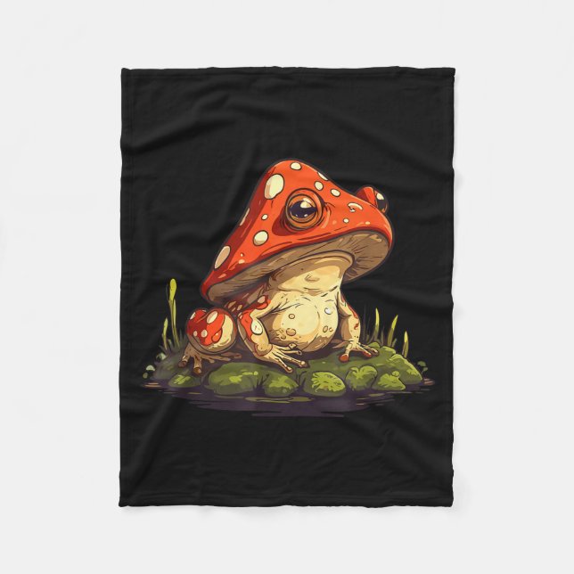 Mushroom Frog Toadstool Nature Aesthetic Cottageco Fleece Blanket (Front)