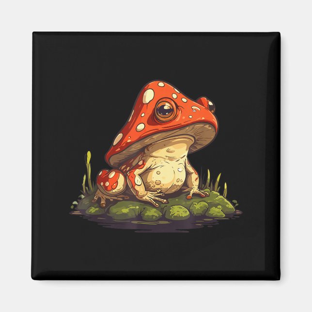Mushroom Frog Toadstool Nature Aesthetic Cottageco Magnet (Front)