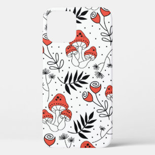 Mushroom fungi seamless vintage repeat pattern. Li iPhone 12 Case