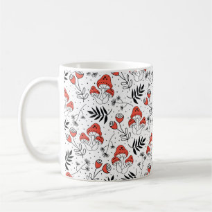 Mushroom fungi seamless vintage repeat pattern. Li Coffee Mug