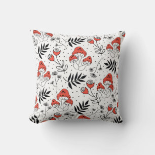 Mushroom fungi seamless vintage repeat pattern. Li Cushion